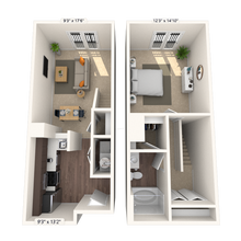 Dual Level 1x1 680-1175 SF 3512 floor plan